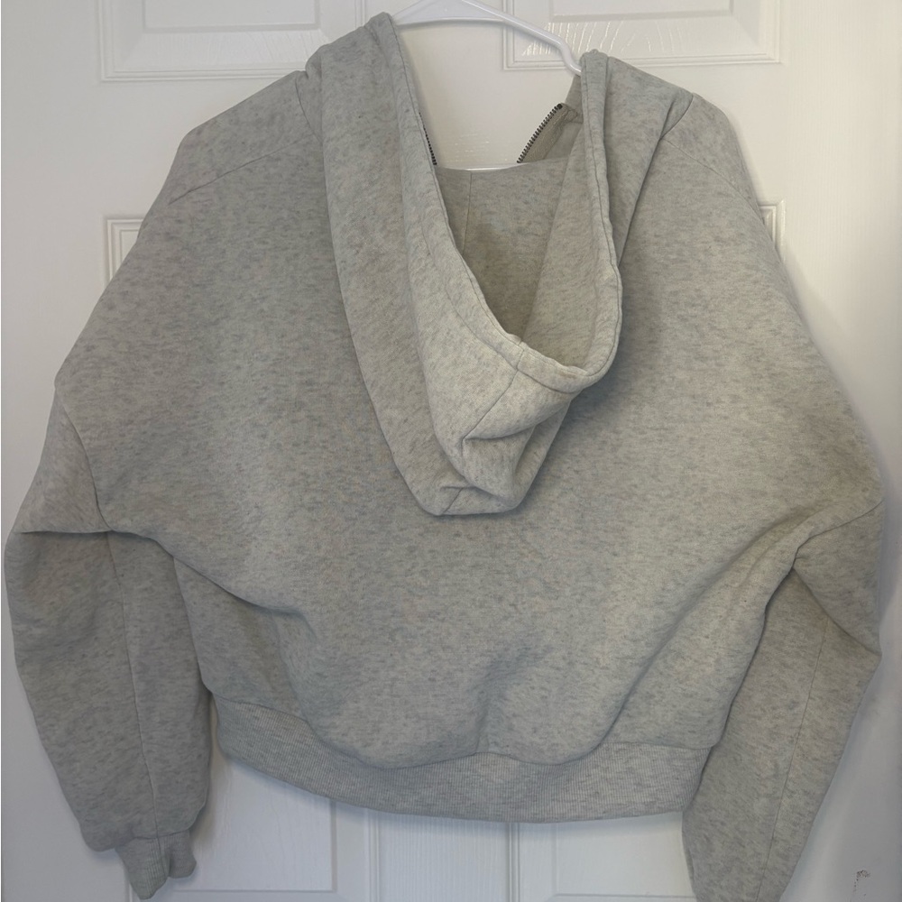 Gray Cropped Zip Hoodie- Size Large